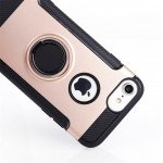 Wholesale iPhone 8 Plus / 7 Plus 360 Rotating Ring Stand Hybrid Case with Metal Plate (Gold)